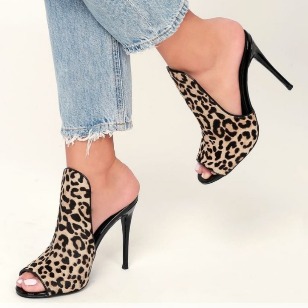 Steve Madden Animal Print Sinful Mule With Calf Hair Upper 7.5 M